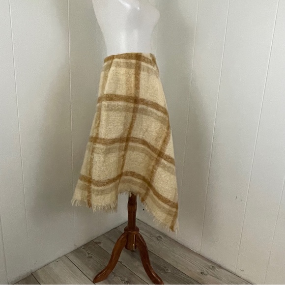 Vintage Donegal Design Irish Hand Woven Plaid Mohair Wool Full Midi Skirt - Picture 6 of 10